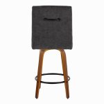 Hank Contemporary Swivel Counter Stool Walnut and Black (Set of 2) (Set of 2) 17 Hank Contemporary Swivel Counter Stool Walnut and Black (Set of 2) (Set of 2)