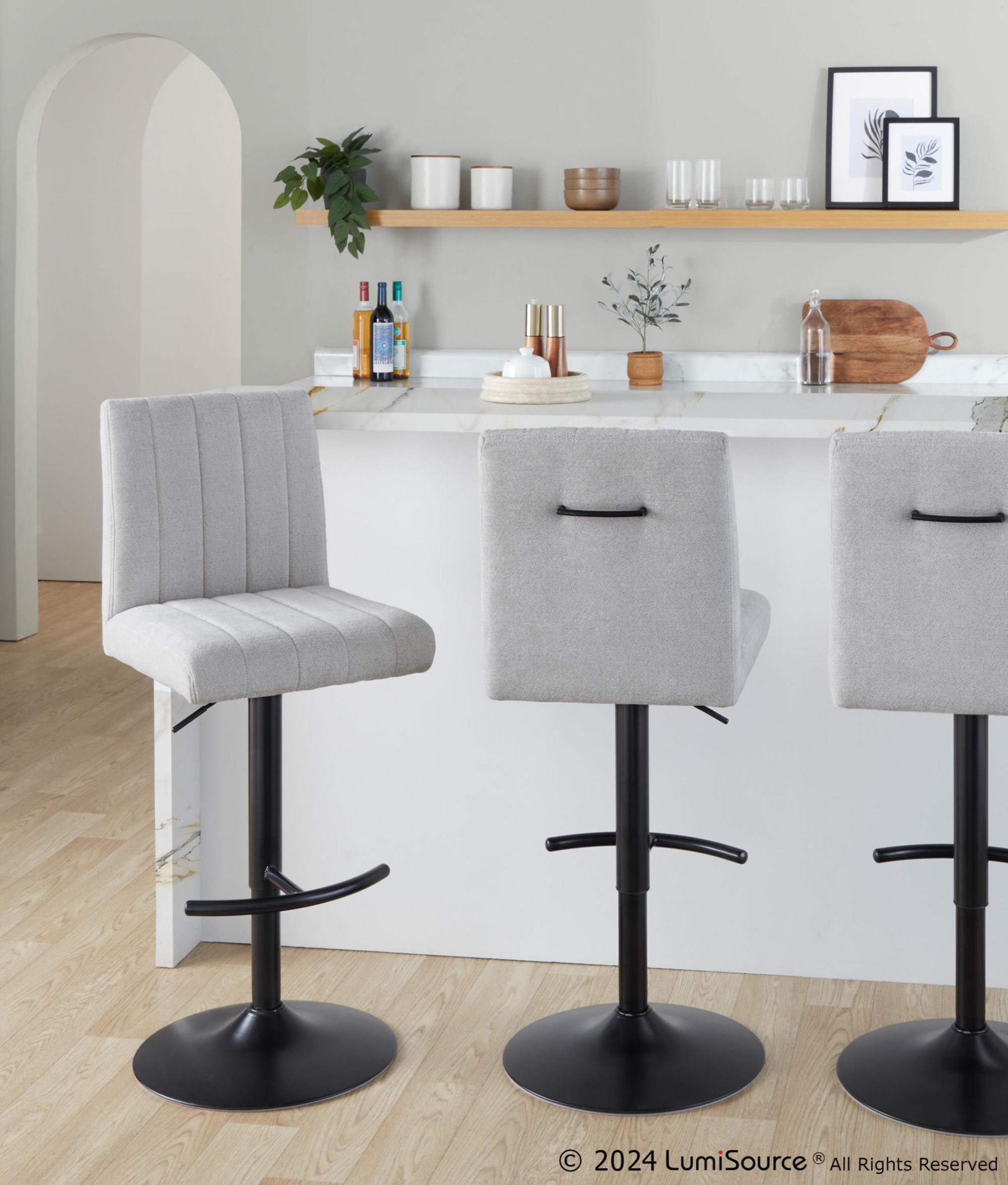 Hank Light Grey Contemporary Adjustable Barstools (Set of 2) 1 Hank Light Grey Contemporary Adjustable Barstools (Set of 2)