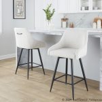 Hannah 26 Cream Fabric Black Metal Swivel Counter Stools (Set of 2) 10 Hannah 26 Cream Fabric Black Metal Swivel Counter Stools (Set of 2)