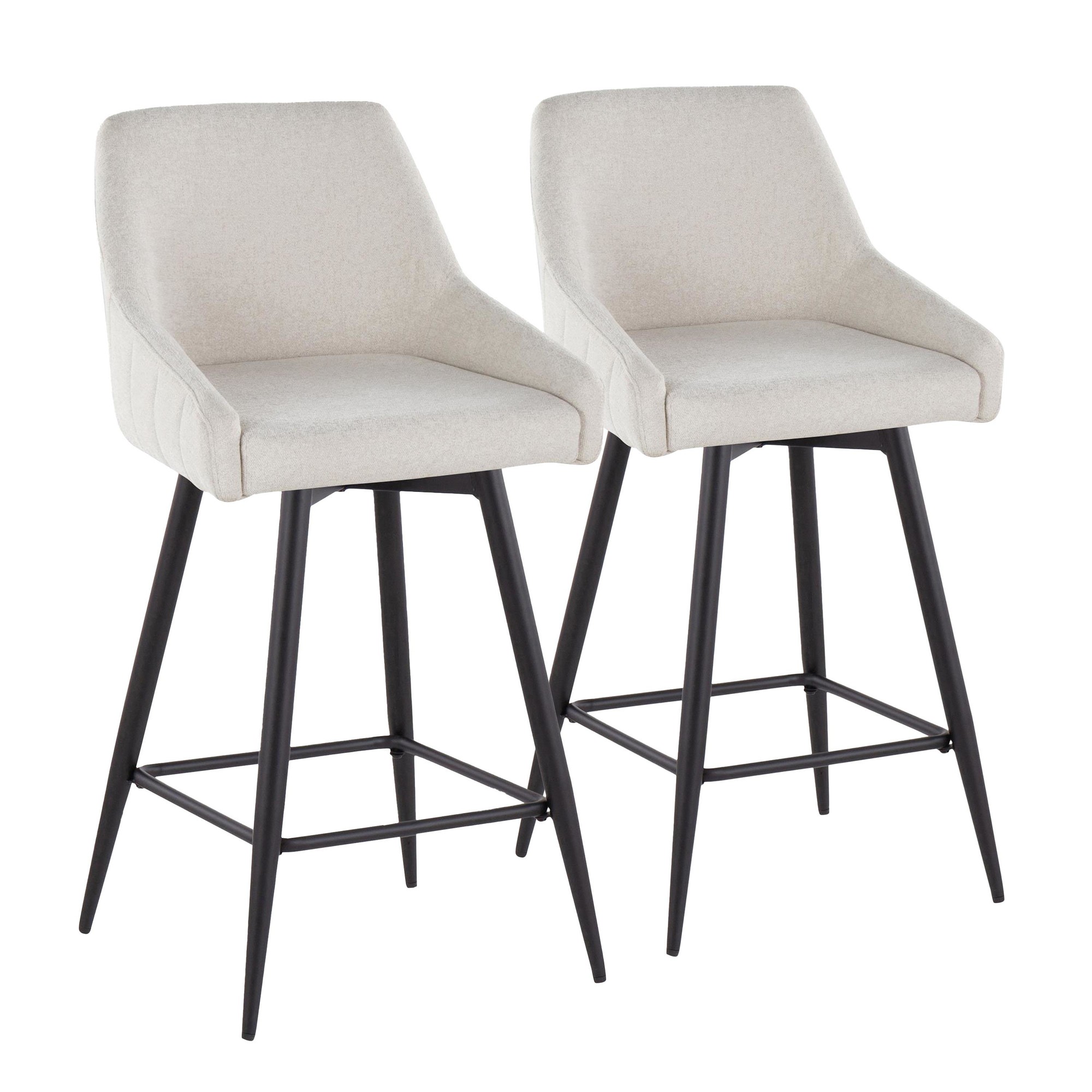 Hannah 26 Cream Fabric Black Metal Swivel Counter Stools (Set of 2) 3 Hannah 26 Cream Fabric Black Metal Swivel Counter Stools (Set of 2) - Image 3