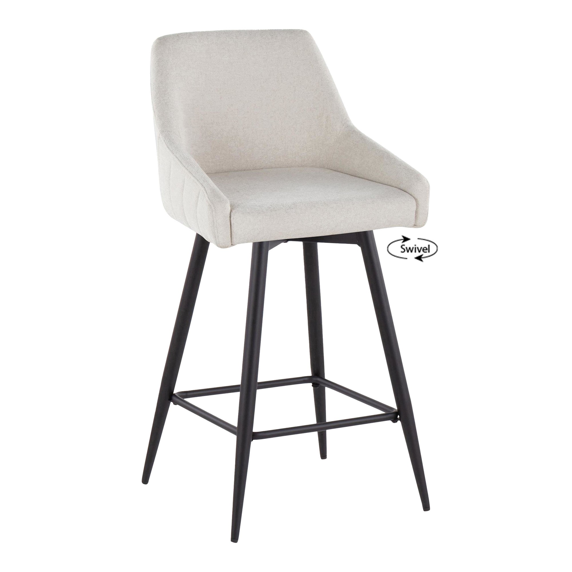 Hannah 26 Cream Fabric Black Metal Swivel Counter Stools (Set of 2) 4 Hannah 26 Cream Fabric Black Metal Swivel Counter Stools (Set of 2) - Image 4
