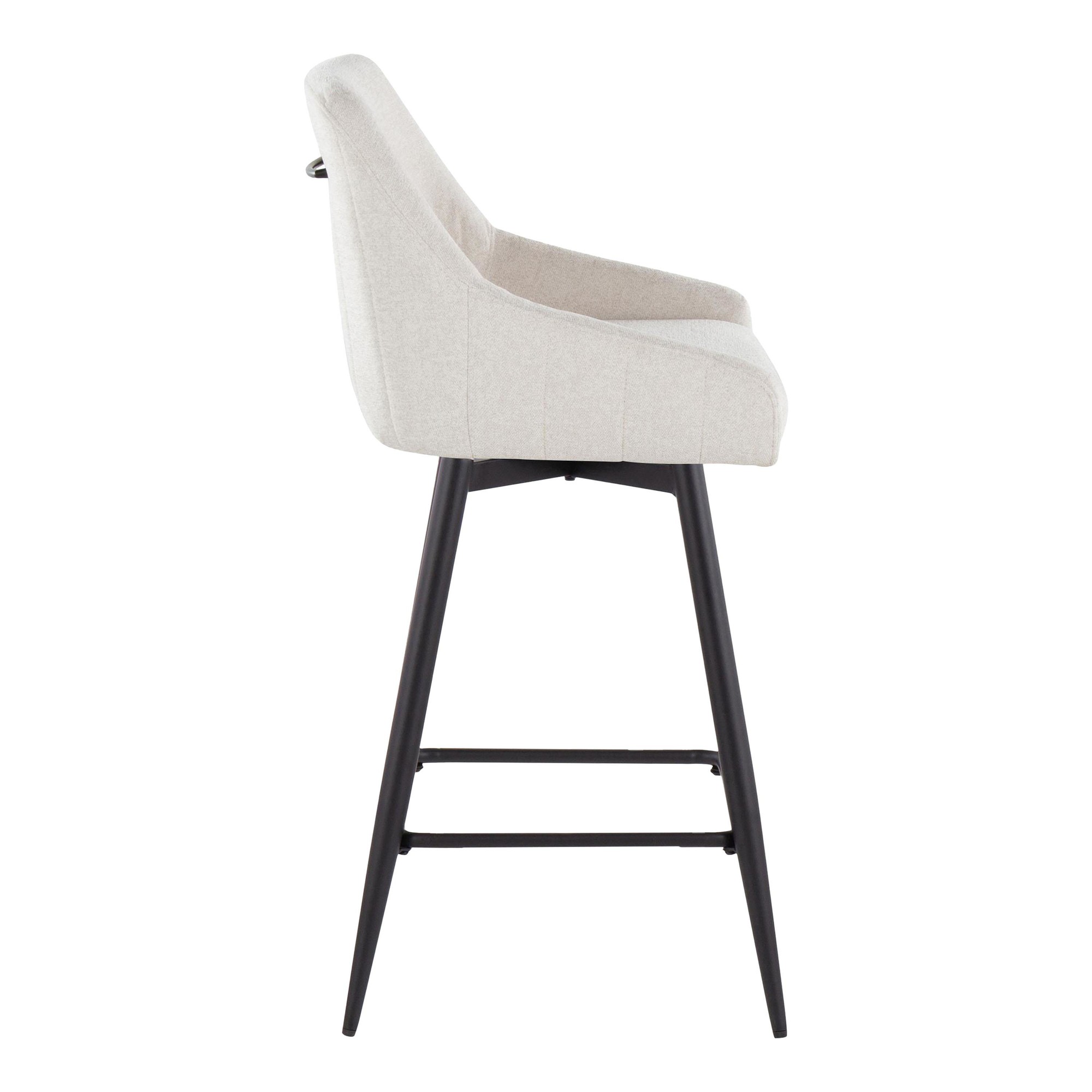 Hannah 26 Cream Fabric Black Metal Swivel Counter Stools (Set of 2) 5 Hannah 26 Cream Fabric Black Metal Swivel Counter Stools (Set of 2) - Image 5