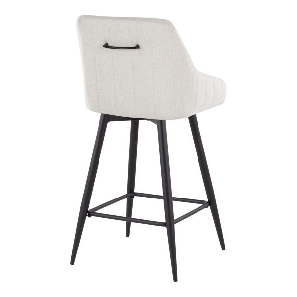 Hannah 26 Cream Fabric Black Metal Swivel Counter Stools Set of 2 5