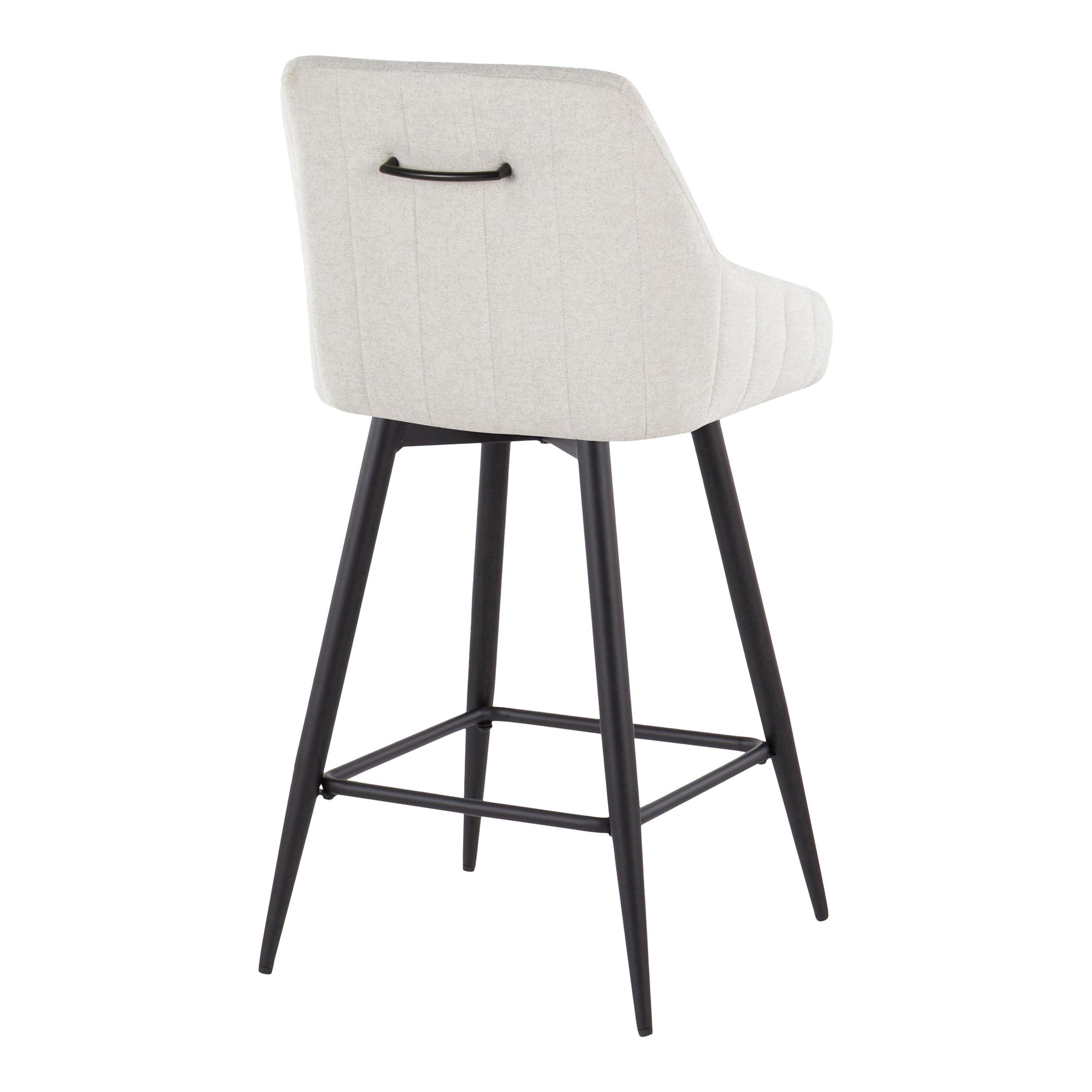 Hannah 26 Cream Fabric Black Metal Swivel Counter Stools (Set of 2) 6 Hannah 26 Cream Fabric Black Metal Swivel Counter Stools (Set of 2) - Image 6