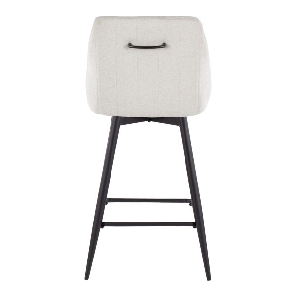 Hannah 26 Cream Fabric Black Metal Swivel Counter Stools Set of 2 6