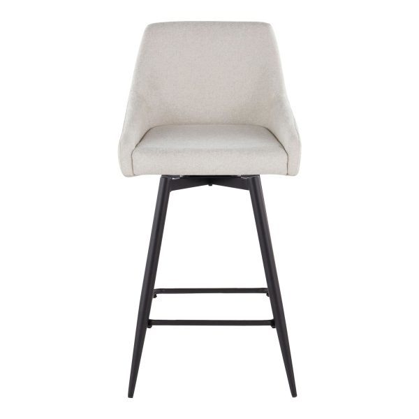 Hannah 26 Cream Fabric Black Metal Swivel Counter Stools Set of 2 7