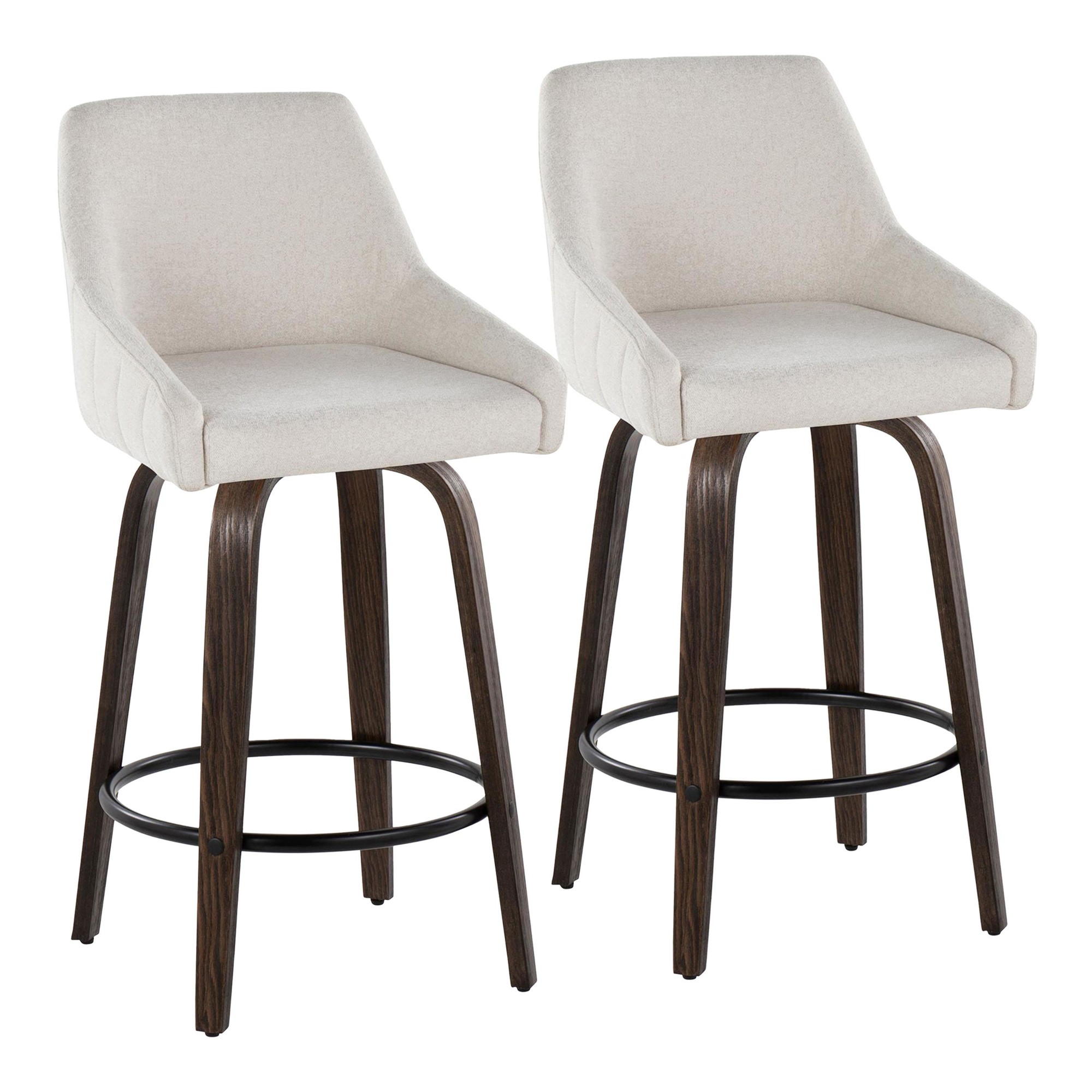 Hannah 26" Cream Fabric Swivel Counter Stools (Set of 2) 3 Hannah 26" Cream Fabric Swivel Counter Stools (Set of 2) - Image 3