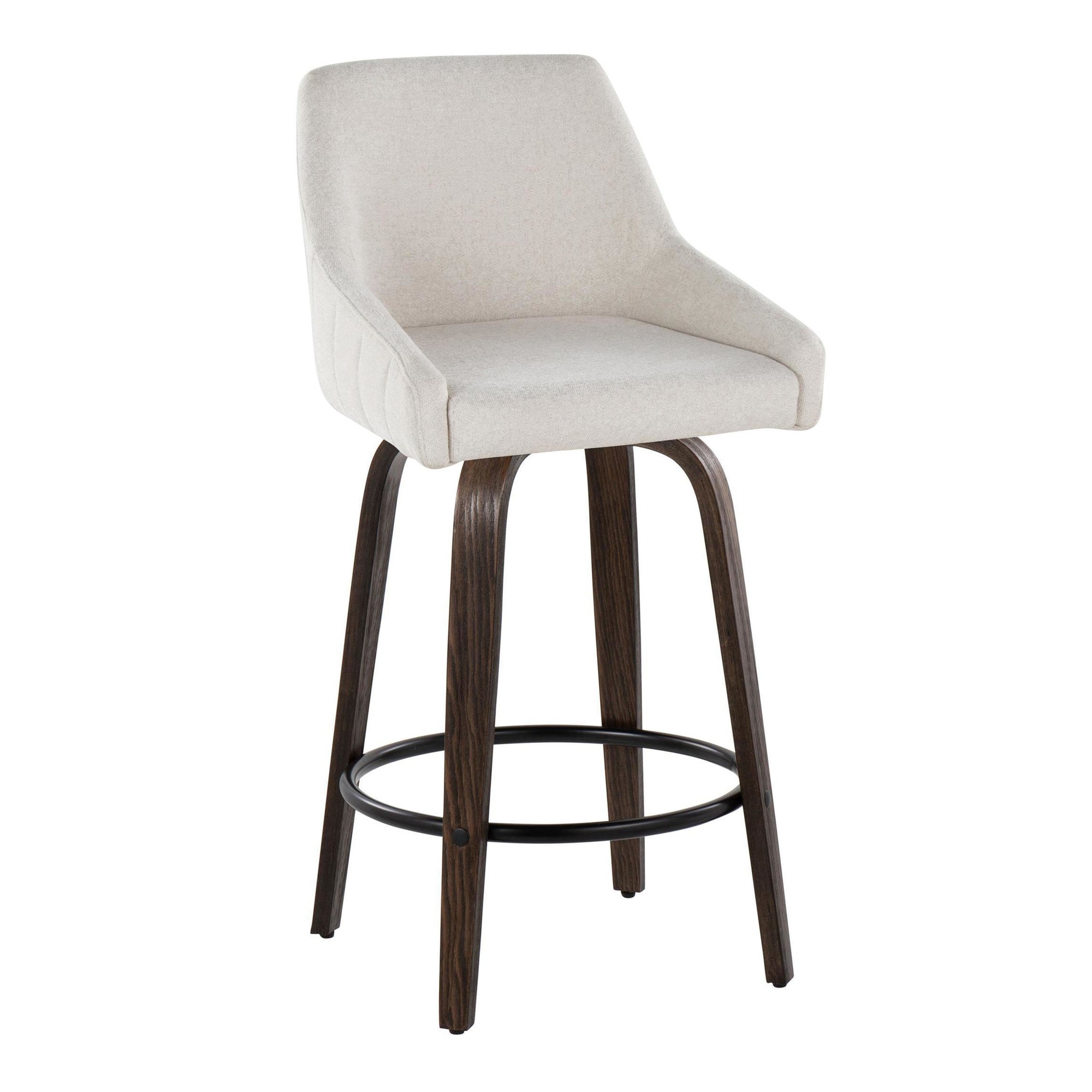 Hannah 26" Cream Fabric Swivel Counter Stools (Set of 2) 4 Hannah 26" Cream Fabric Swivel Counter Stools (Set of 2) - Image 4