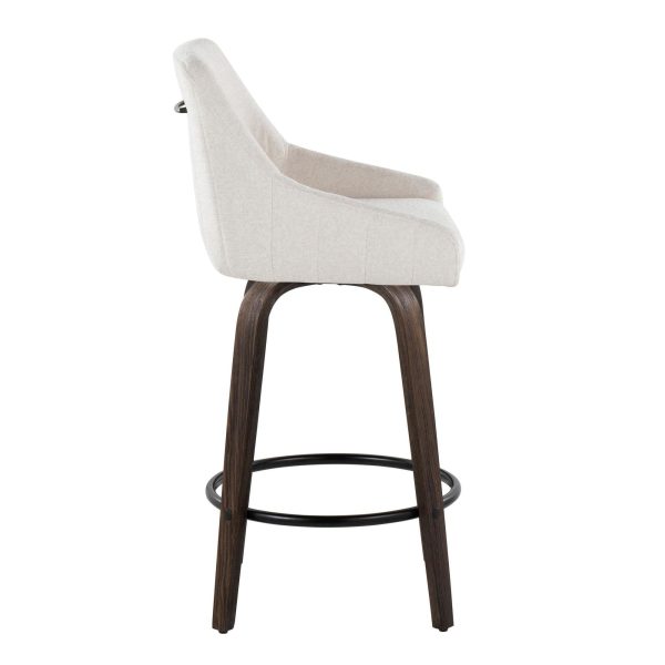 Hannah 26 Cream Fabric Swivel Counter Stools Set of 2 4
