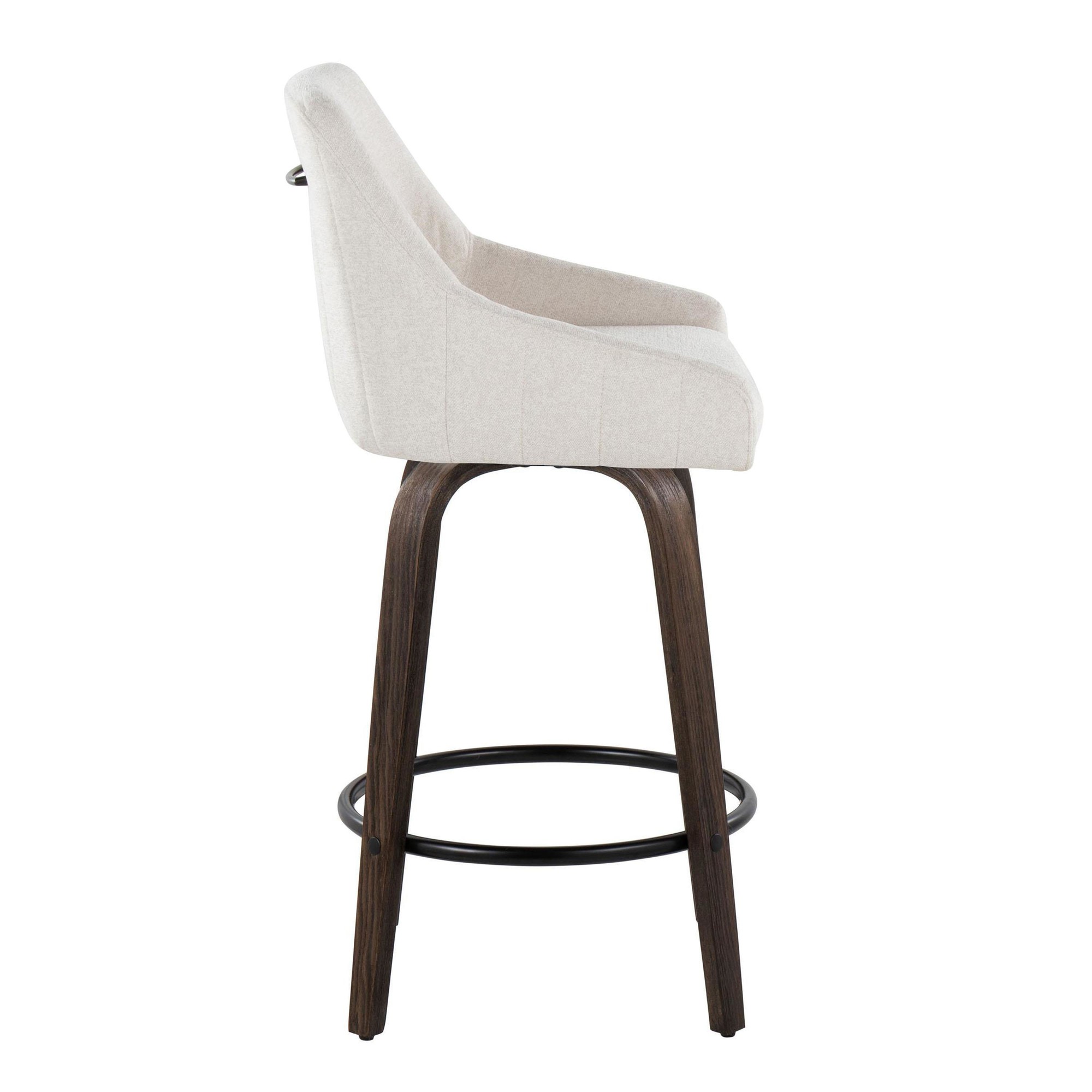 Hannah 26" Cream Fabric Swivel Counter Stools (Set of 2) 5 Hannah 26" Cream Fabric Swivel Counter Stools (Set of 2) - Image 5