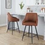 Hannah 26-Inch Black Metal Camel Faux Leather Swivel Stools (Set of 2) 11 Hannah 26-Inch Black Metal Camel Faux Leather Swivel Stools (Set of 2)