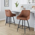 Hannah 26-Inch Black Metal Camel Faux Leather Swivel Stools (Set of 2) 10 Hannah 26-Inch Black Metal Camel Faux Leather Swivel Stools (Set of 2)