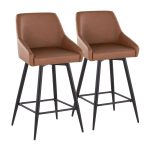 Hannah 26-Inch Black Metal Camel Faux Leather Swivel Stools (Set of 2) 12 Hannah 26-Inch Black Metal Camel Faux Leather Swivel Stools (Set of 2)