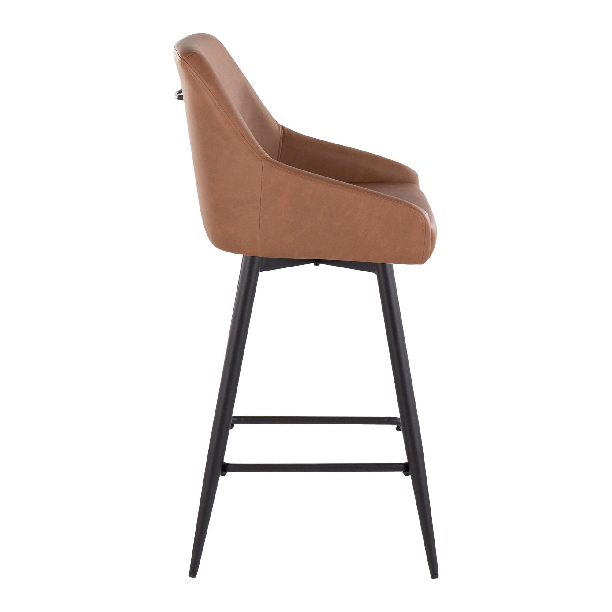 Hannah 26-Inch Black Metal Camel Faux Leather Swivel Stools (Set of 2) 5 Hannah 26-Inch Black Metal Camel Faux Leather Swivel Stools (Set of 2) - Image 5