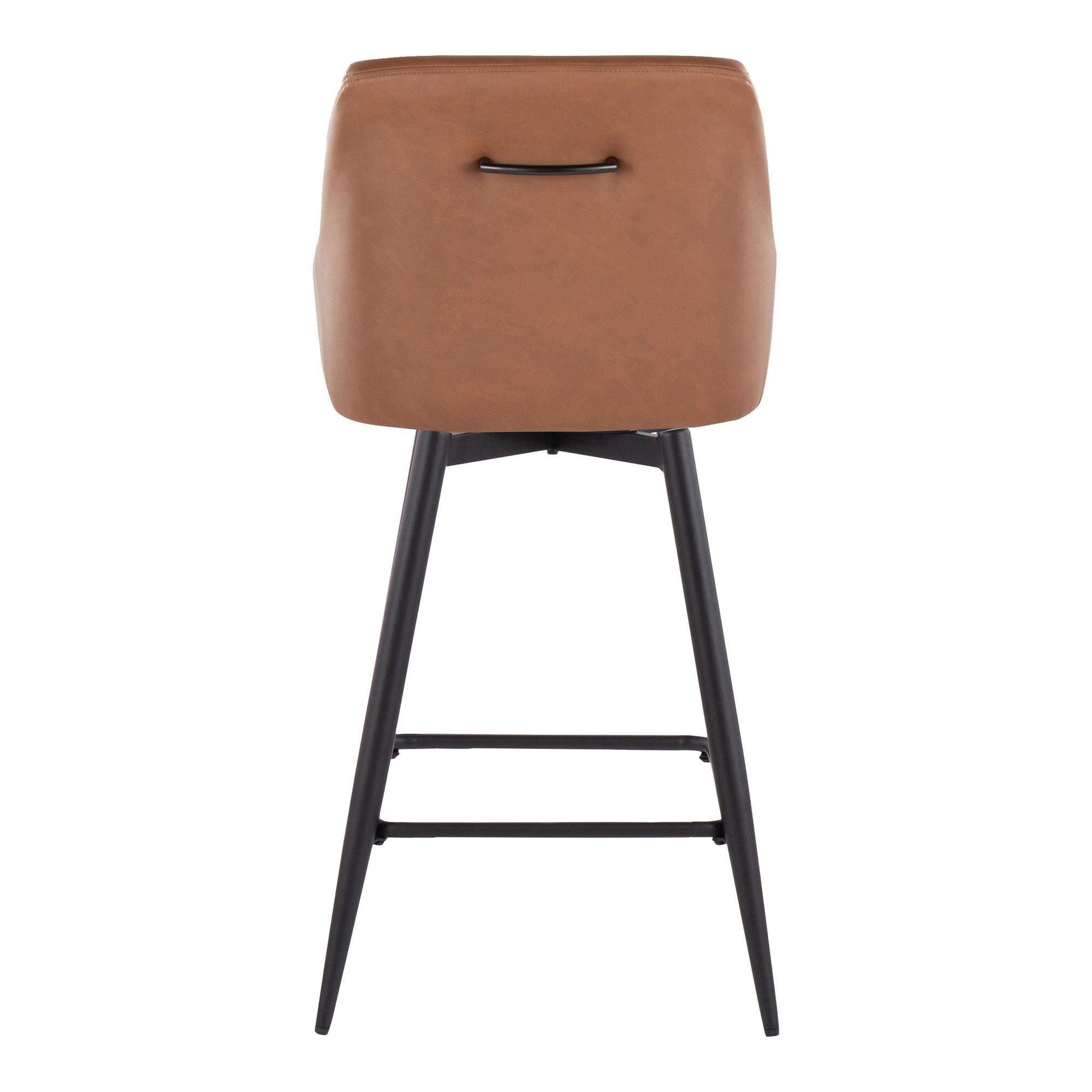 Hannah 26-Inch Black Metal Camel Faux Leather Swivel Stools (Set of 2) 7 Hannah 26-Inch Black Metal Camel Faux Leather Swivel Stools (Set of 2) - Image 7