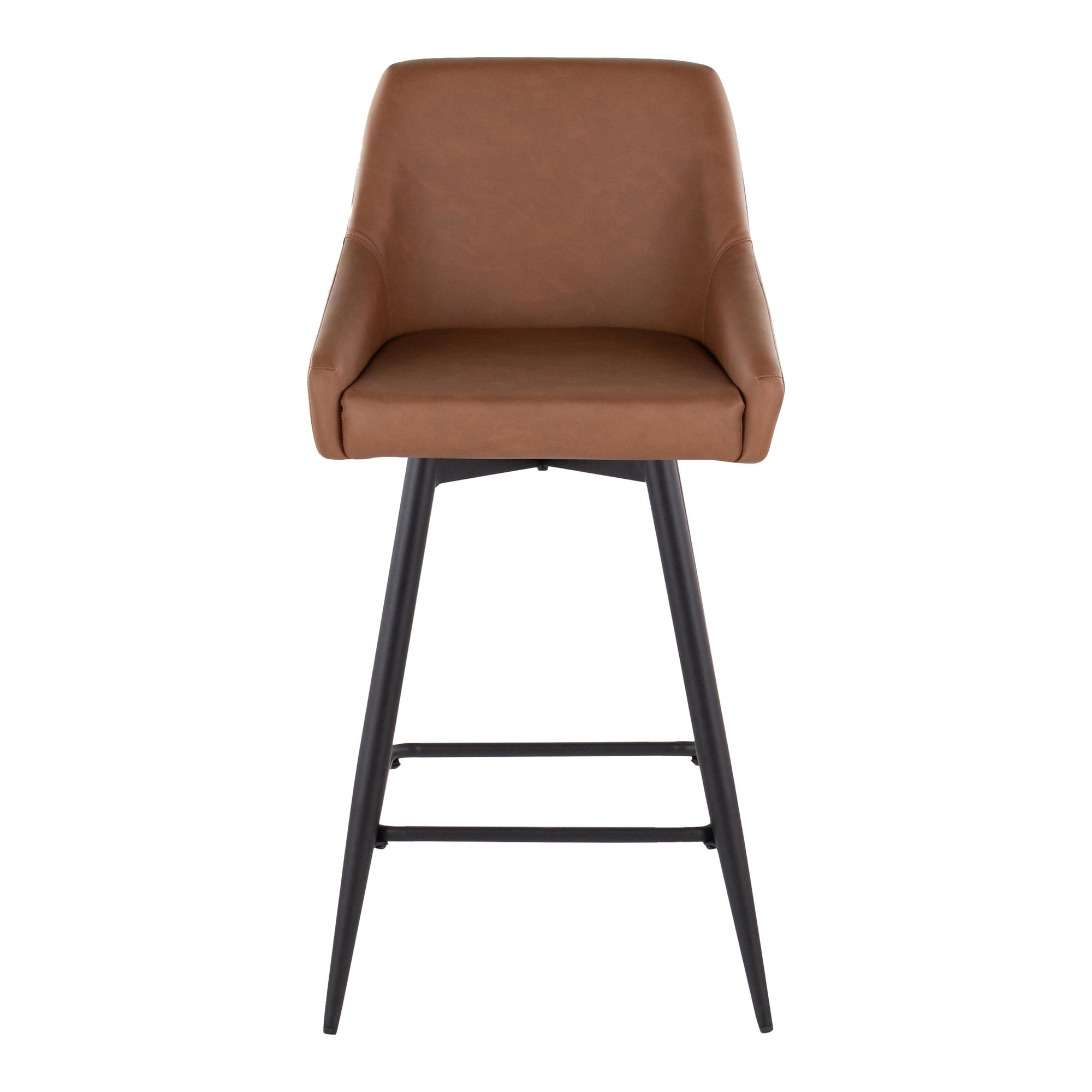 Hannah 26-Inch Black Metal Camel Faux Leather Swivel Stools (Set of 2) 8 Hannah 26-Inch Black Metal Camel Faux Leather Swivel Stools (Set of 2) - Image 8
