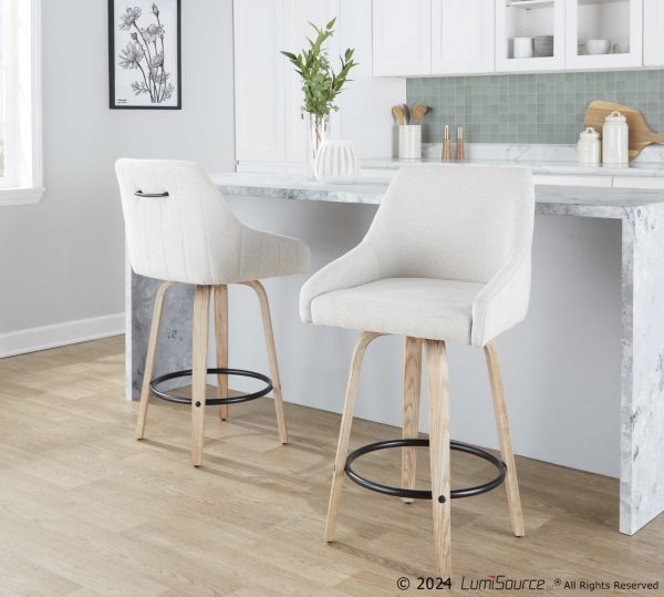 Hannah 26 Inch Cream Swivel Counter Stools Set of 2 1