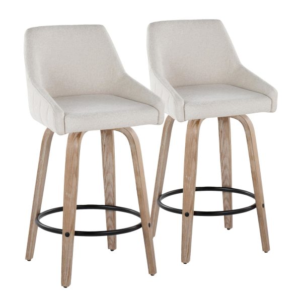 Hannah 26 Inch Cream Swivel Counter Stools Set of 2 2