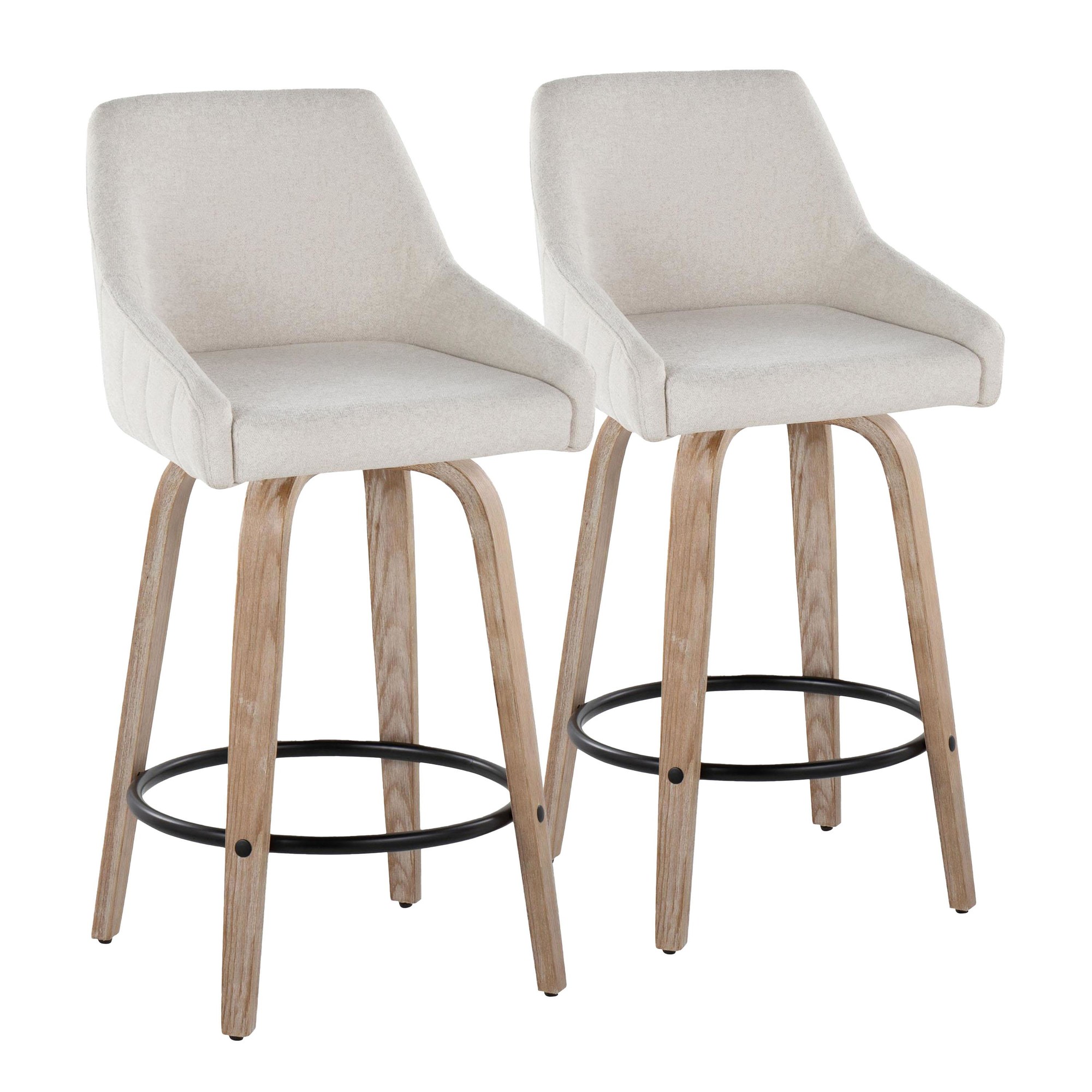 Hannah 26 Inch Cream Swivel Counter Stools (Set of 2) 3 Hannah 26 Inch Cream Swivel Counter Stools (Set of 2) - Image 3