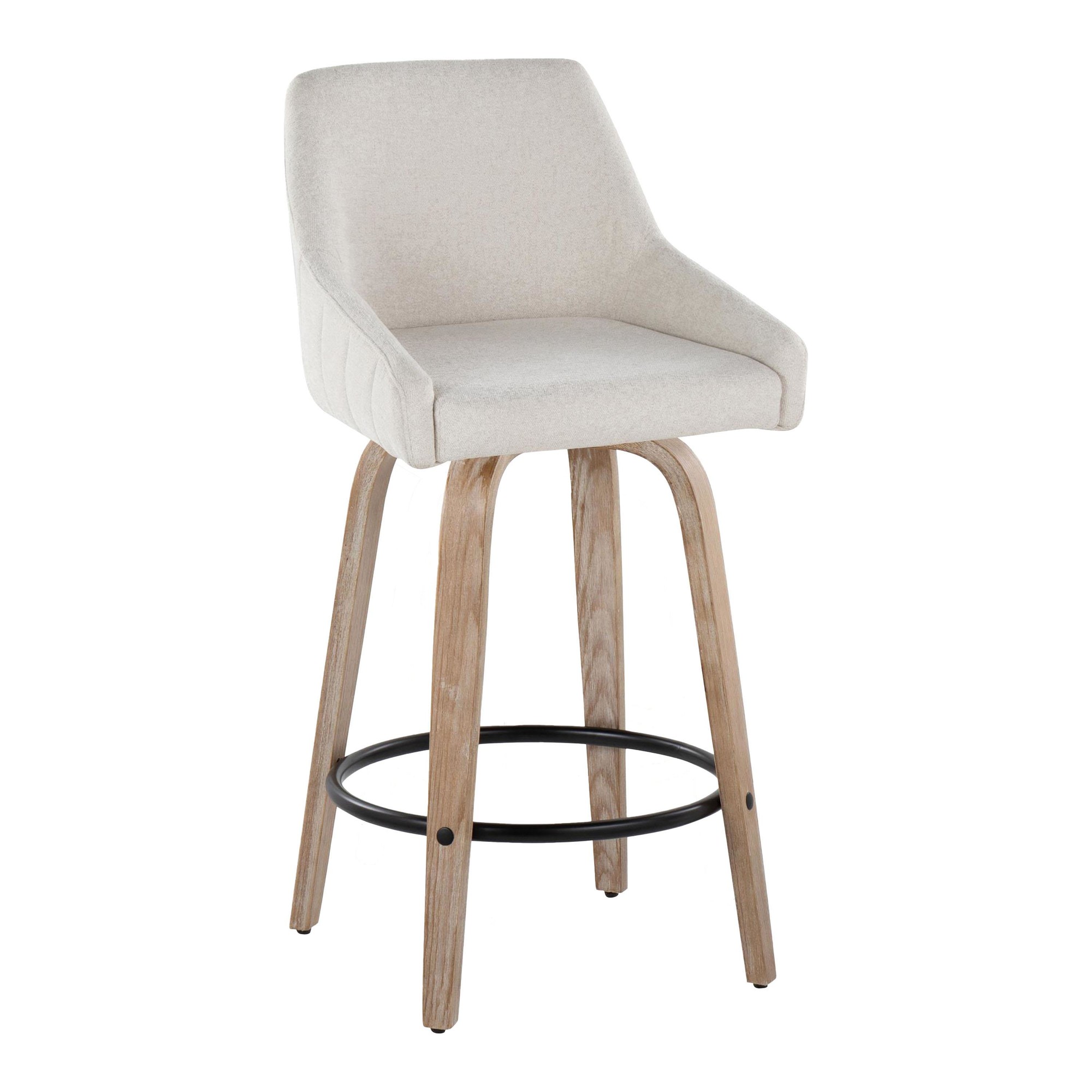 Hannah 26 Inch Cream Swivel Counter Stools (Set of 2) 4 Hannah 26 Inch Cream Swivel Counter Stools (Set of 2) - Image 4