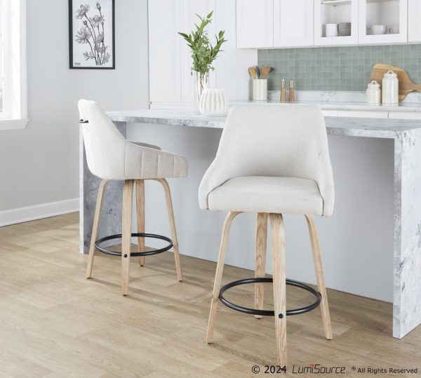 Hannah 26 Inch Cream Swivel Counter Stools Set of 2