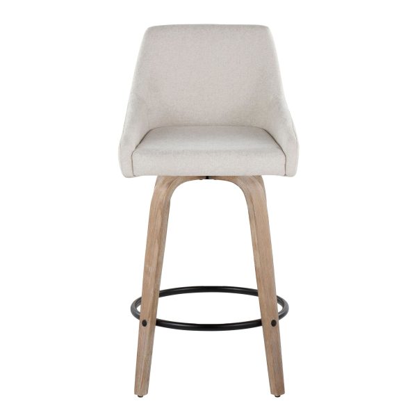 Hannah 26 Inch Cream Swivel Counter Stools Set of 2 7