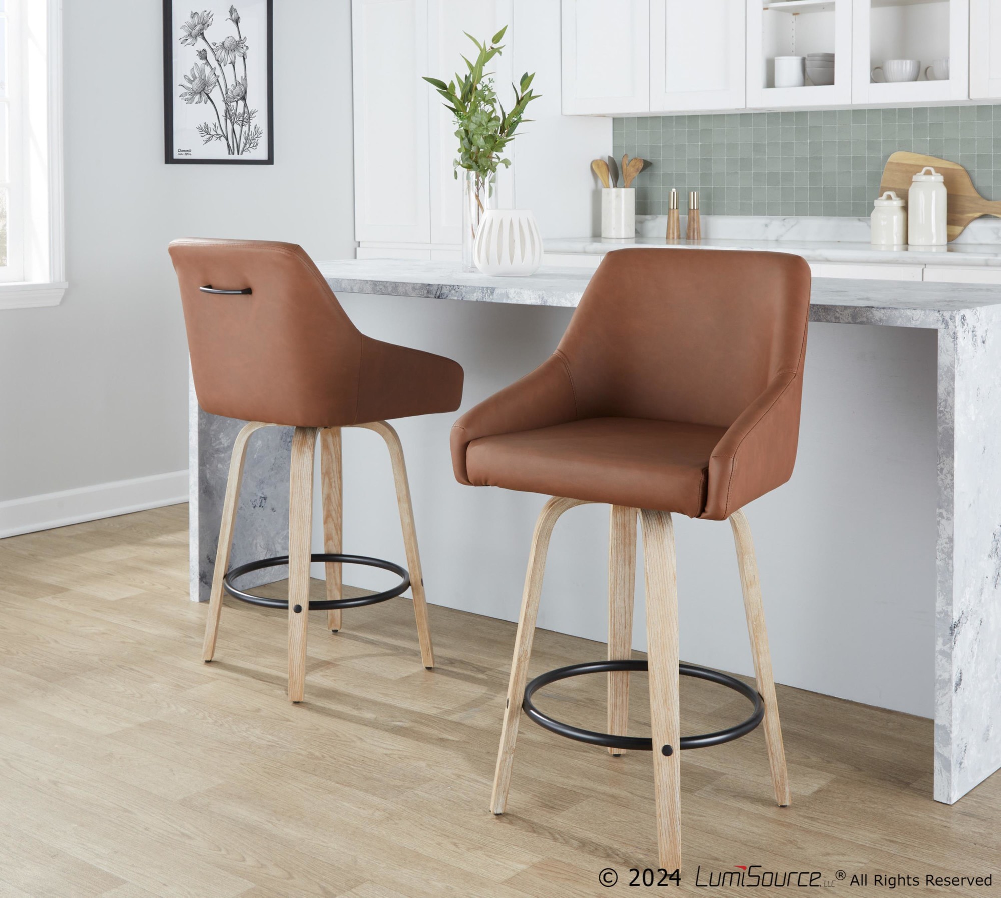Hannah 26-Inch Transitional Camel Swivel Counter Stools (Set of 2) 2 Hannah 26-Inch Transitional Camel Swivel Counter Stools (Set of 2) - Image 2