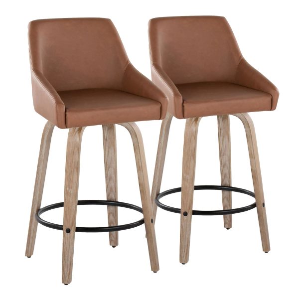 Hannah 26 Inch Transitional Camel Swivel Counter Stools Set of 2 2