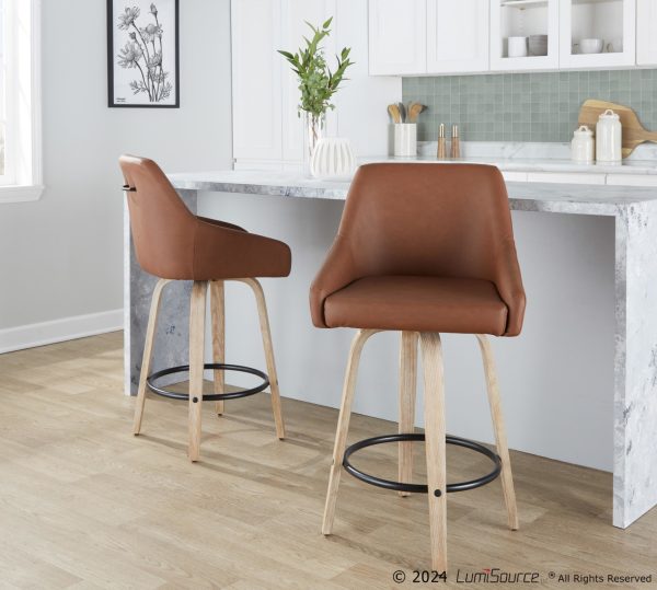 Hannah 26 Inch Transitional Camel Swivel Counter Stools Set of 2
