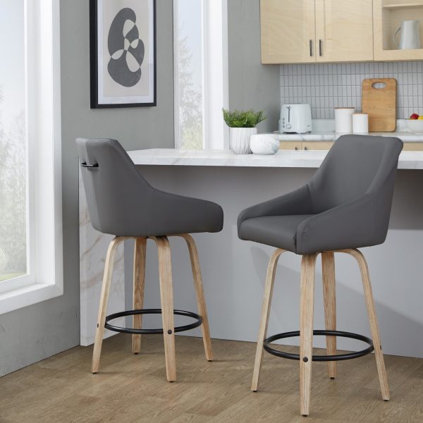 Hannah 26 Inch Transitional Swivel Counter Stool Set Set of 2 1