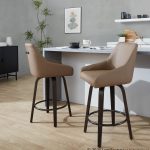 Hannah 26" Transitional Brown Faux Leather Swivel Counter Stools (Set of 2) 12 Hannah 26" Transitional Brown Faux Leather Swivel Counter Stools (Set of 2)