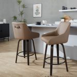 Hannah 26" Transitional Brown Faux Leather Swivel Counter Stools (Set of 2) 11 Hannah 26" Transitional Brown Faux Leather Swivel Counter Stools (Set of 2)