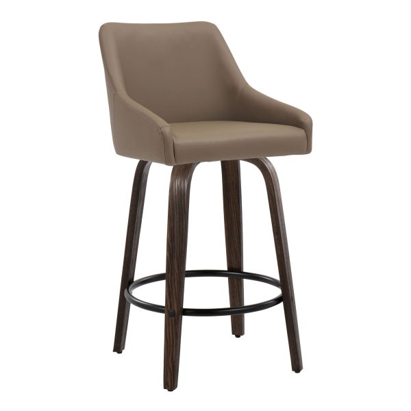 Hannah 26 Transitional Brown Faux Leather Swivel Counter Stools Set of 2 3