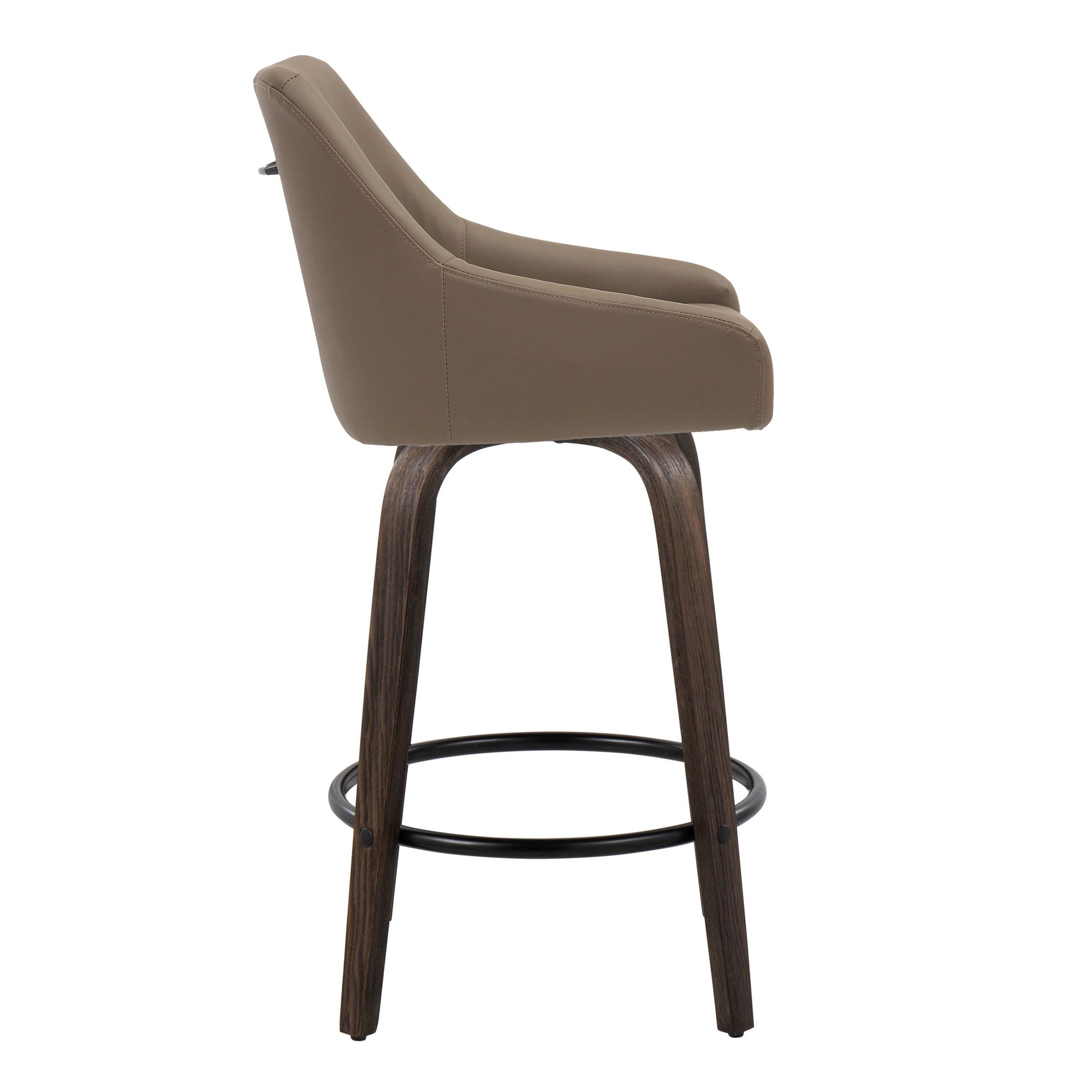 Hannah 26" Transitional Brown Faux Leather Swivel Counter Stools (Set of 2) 5 Hannah 26" Transitional Brown Faux Leather Swivel Counter Stools (Set of 2) - Image 5