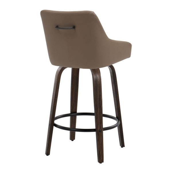 Hannah 26 Transitional Brown Faux Leather Swivel Counter Stools Set of 2 5
