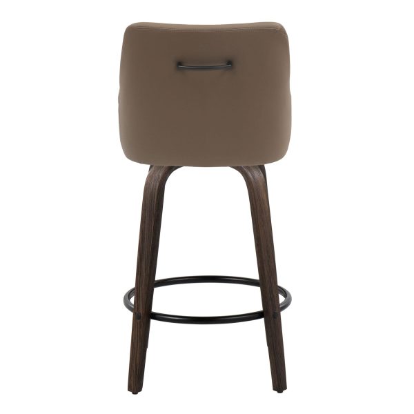 Hannah 26 Transitional Brown Faux Leather Swivel Counter Stools Set of 2 6