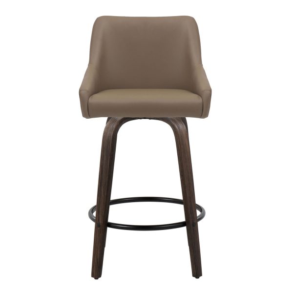 Hannah 26 Transitional Brown Faux Leather Swivel Counter Stools Set of 2 7