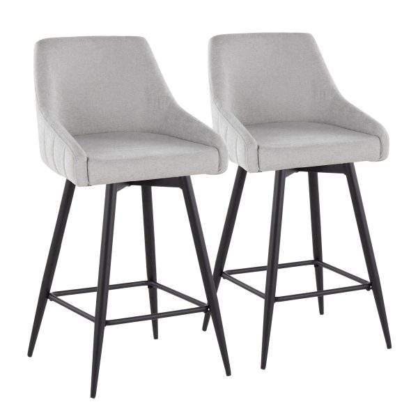 Hannah 26 Transitional Grey Fabric Counter Stools Set of 2 2