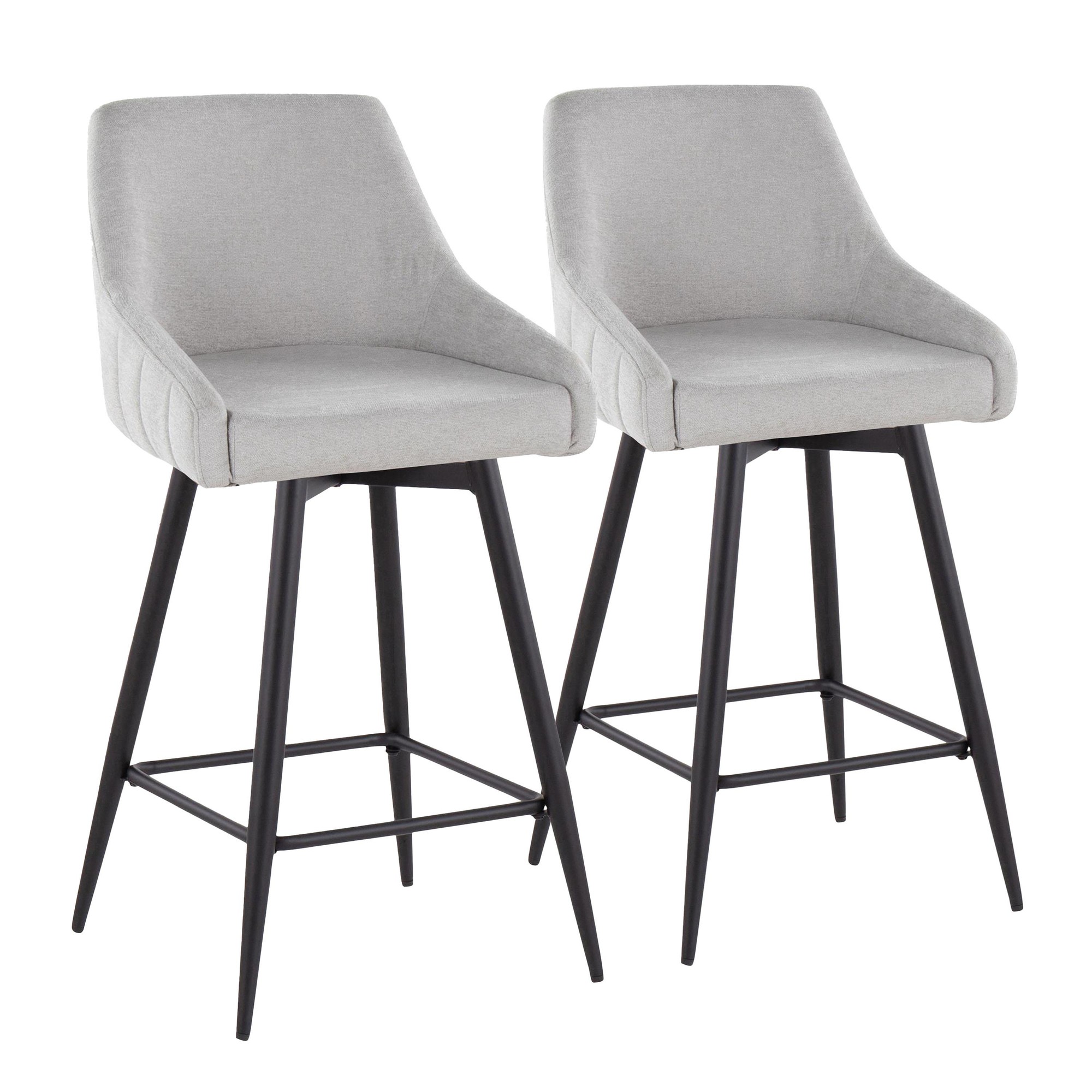 Hannah 26" Transitional Grey Fabric Counter Stools (Set of 2) 3 Hannah 26" Transitional Grey Fabric Counter Stools (Set of 2) - Image 3