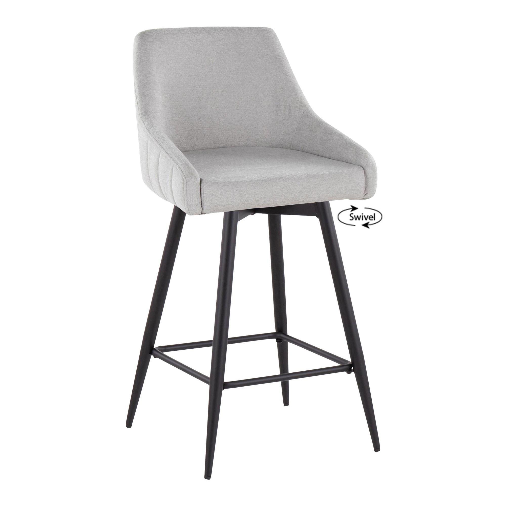 Hannah 26" Transitional Grey Fabric Counter Stools (Set of 2) 4 Hannah 26" Transitional Grey Fabric Counter Stools (Set of 2) - Image 4