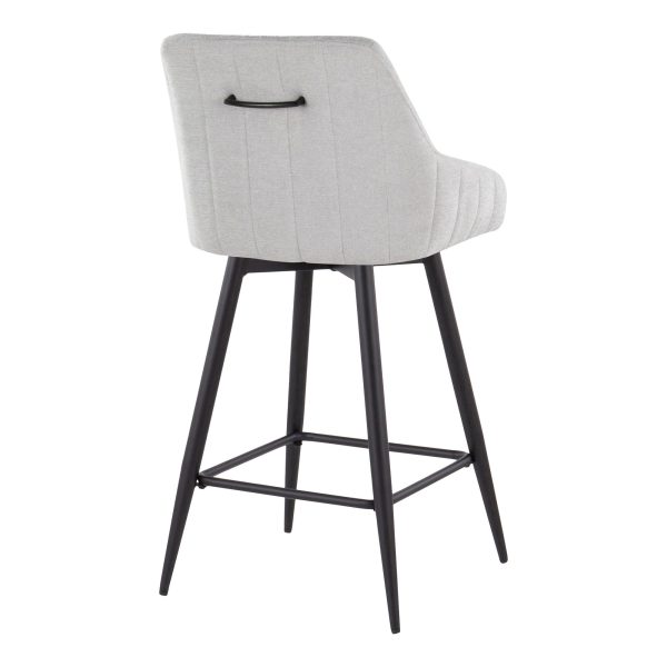 Hannah 26 Transitional Grey Fabric Counter Stools Set of 2 5