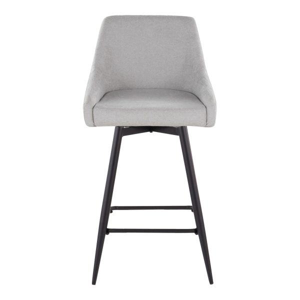 Hannah 26 Transitional Grey Fabric Counter Stools Set of 2 7