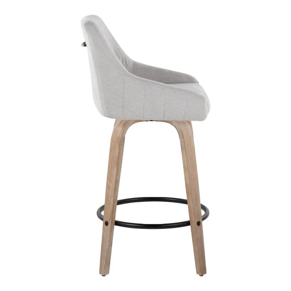 Hannah 26 Transitional Swivel Counter Stools Whitewashed Wood Grey Set of 2 4