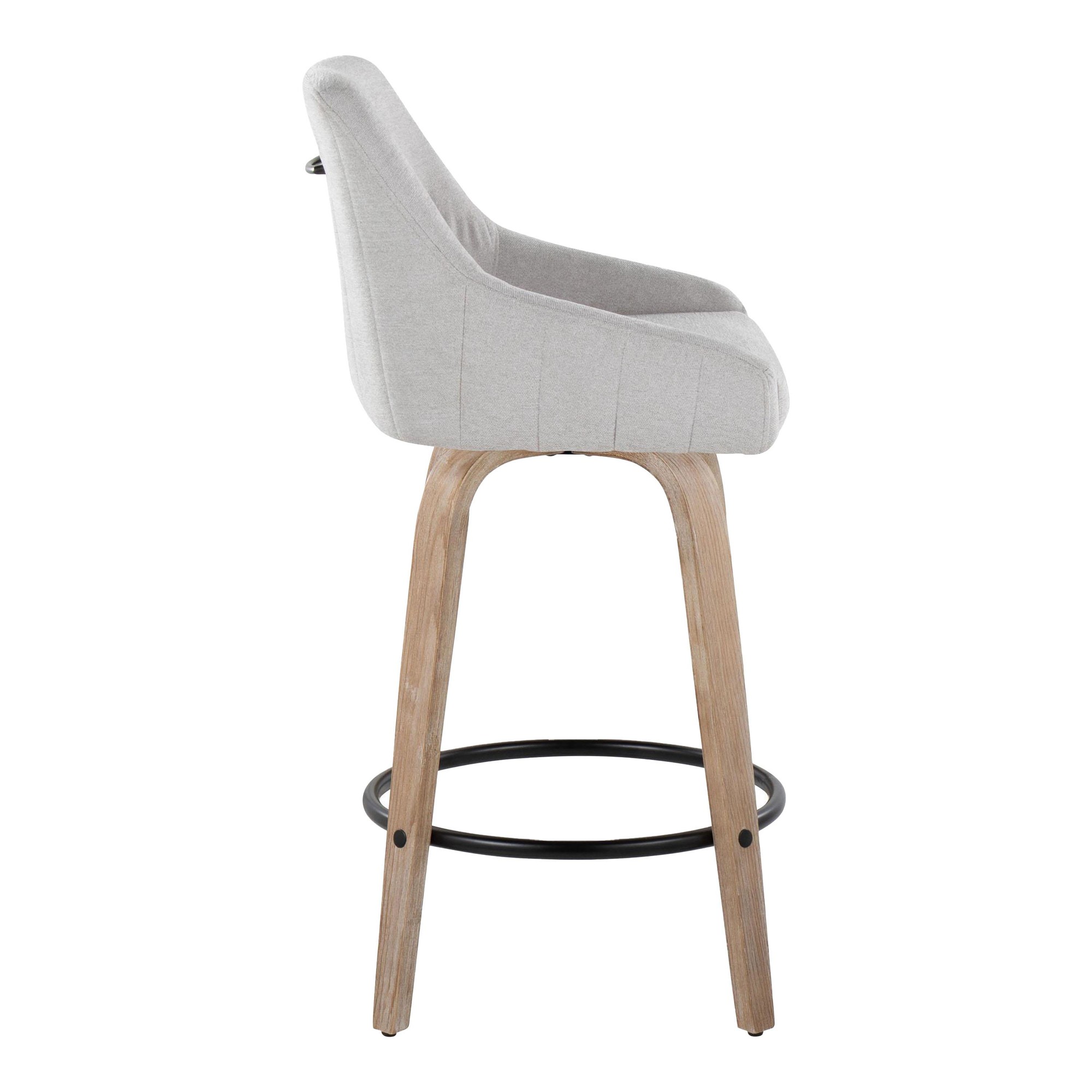 Hannah 26 Transitional Swivel Counter Stools Whitewashed Wood Grey (Set of 2) 5 Hannah 26 Transitional Swivel Counter Stools Whitewashed Wood Grey (Set of 2) - Image 5