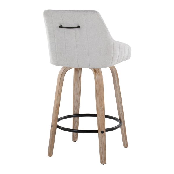Hannah 26 Transitional Swivel Counter Stools Whitewashed Wood Grey Set of 2 5