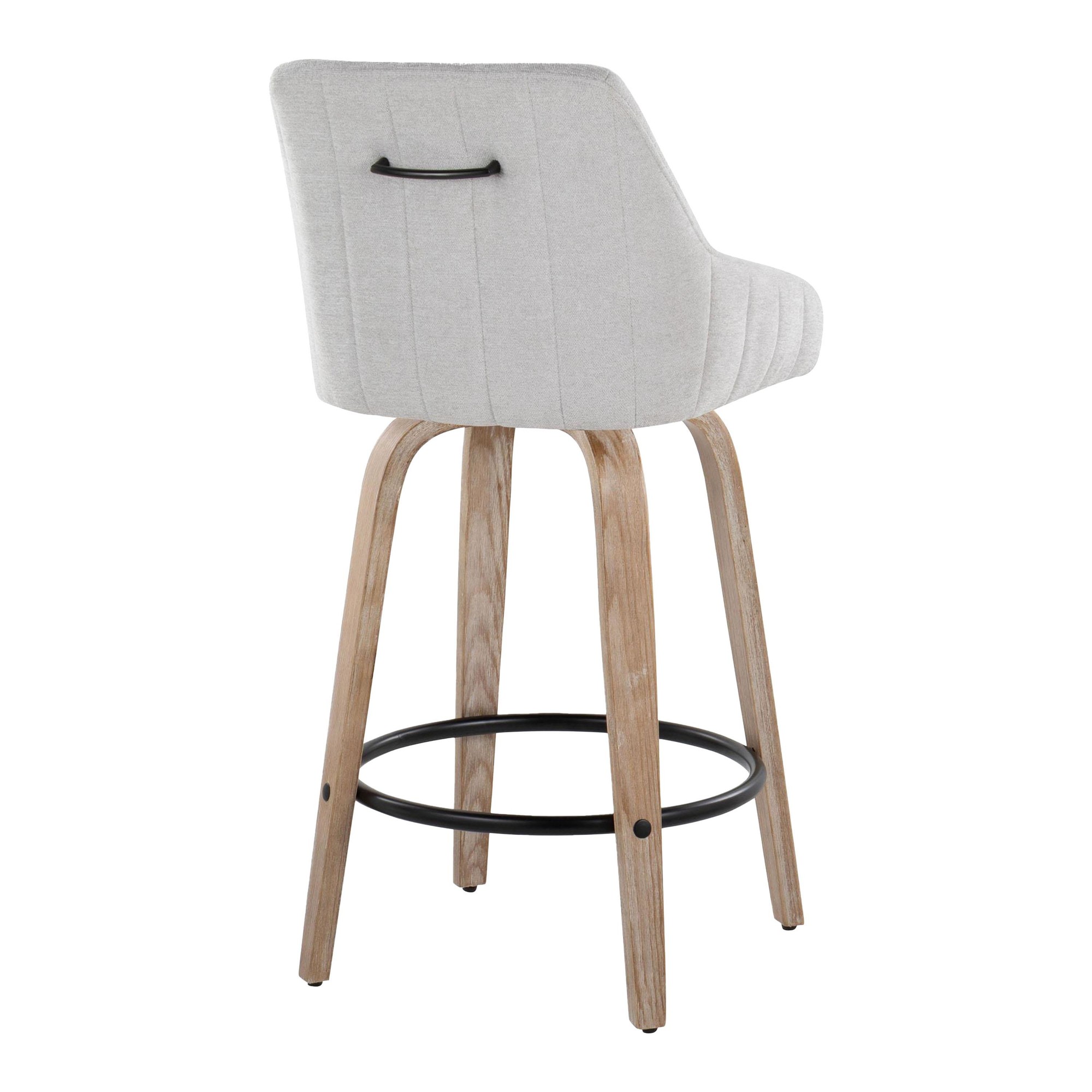 Hannah 26 Transitional Swivel Counter Stools Whitewashed Wood Grey (Set of 2) 6 Hannah 26 Transitional Swivel Counter Stools Whitewashed Wood Grey (Set of 2) - Image 6