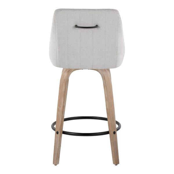Hannah 26 Transitional Swivel Counter Stools Whitewashed Wood Grey Set of 2 6