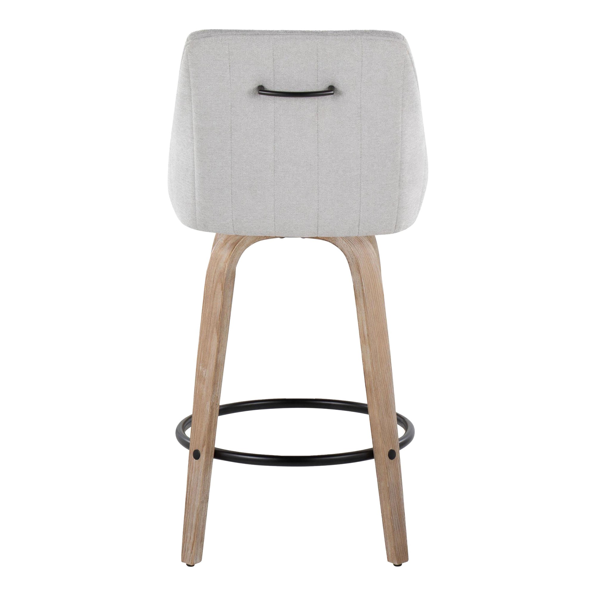 Hannah 26 Transitional Swivel Counter Stools Whitewashed Wood Grey (Set of 2) 7 Hannah 26 Transitional Swivel Counter Stools Whitewashed Wood Grey (Set of 2) - Image 7