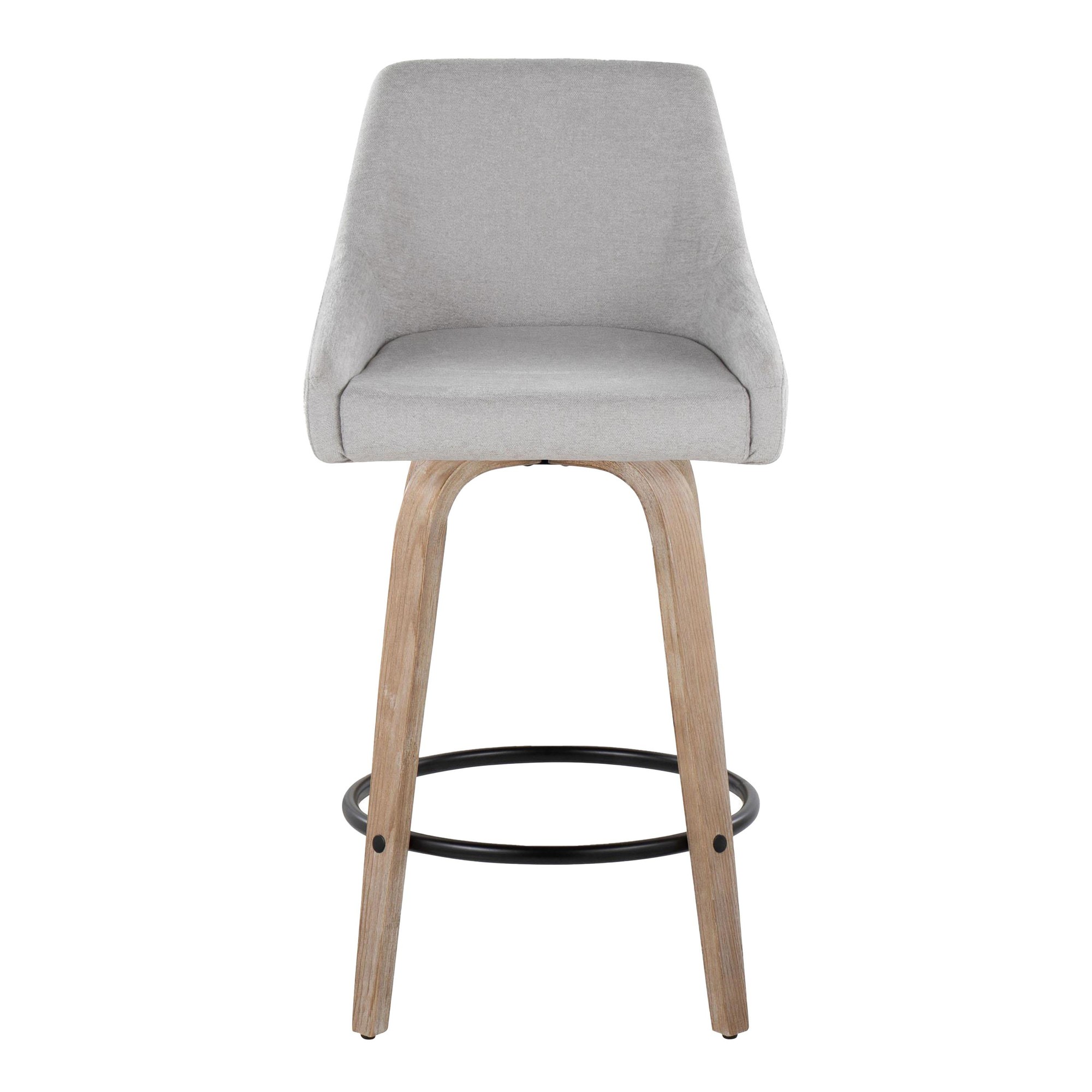Hannah 26 Transitional Swivel Counter Stools Whitewashed Wood Grey (Set of 2) 8 Hannah 26 Transitional Swivel Counter Stools Whitewashed Wood Grey (Set of 2) - Image 8