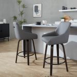 Hannah 26 Transitional Walnut and Grey Swivel Counter Stools (Set of 2) 12 Hannah 26 Transitional Walnut and Grey Swivel Counter Stools (Set of 2)